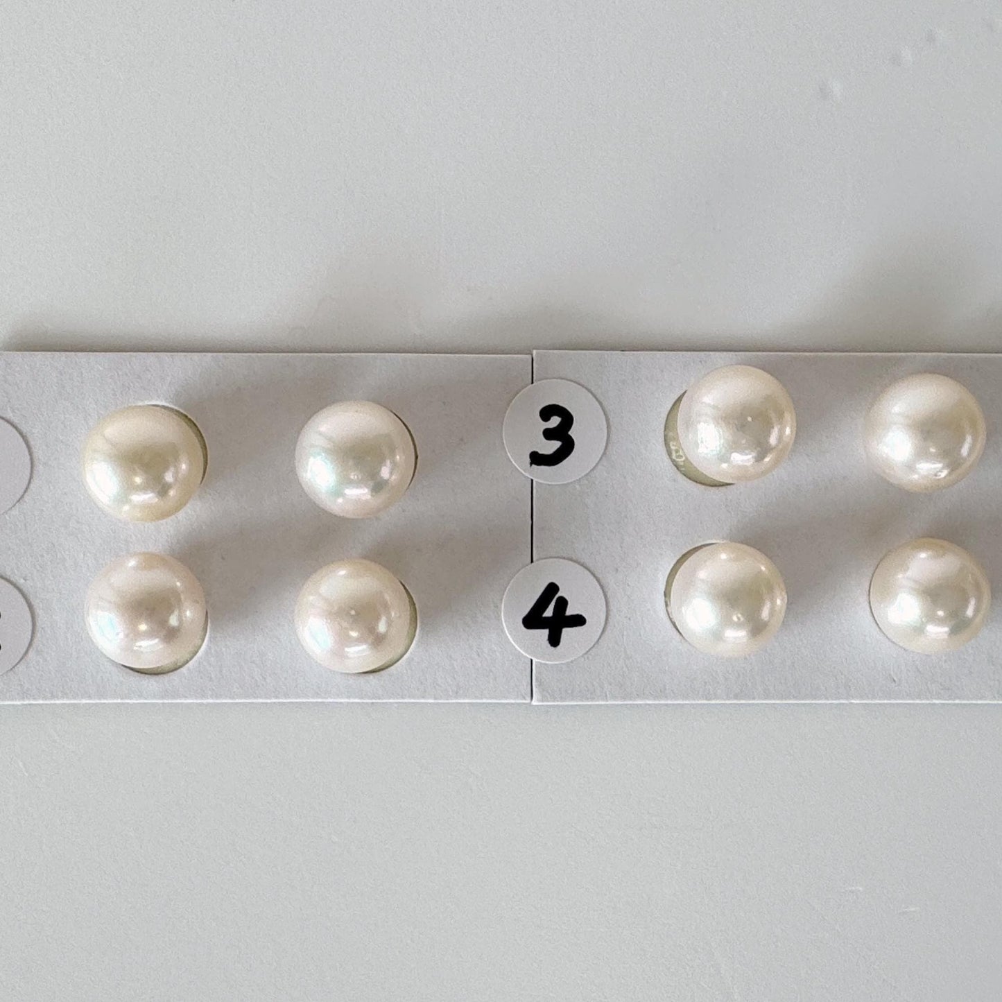 Japanese White Akoya Cultured Pearl 8.4-9mm, Genuine Akoya Pearl, Half-Drilled Round loose, Price per Pair, Salt water pearl