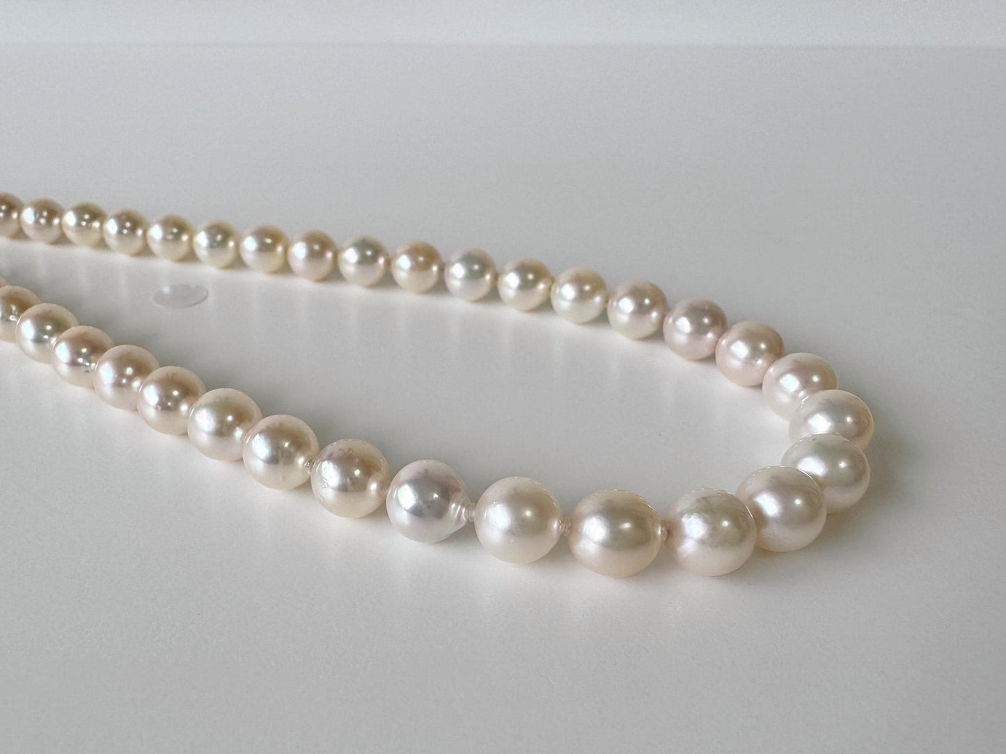 Necklace, 6.9-8.3mm Japanese White Akoya Pearl Necklace with Silver Clasp, Genuine Akoya Pearl, 45cm, 17.7in, Cultured Salt water pearl