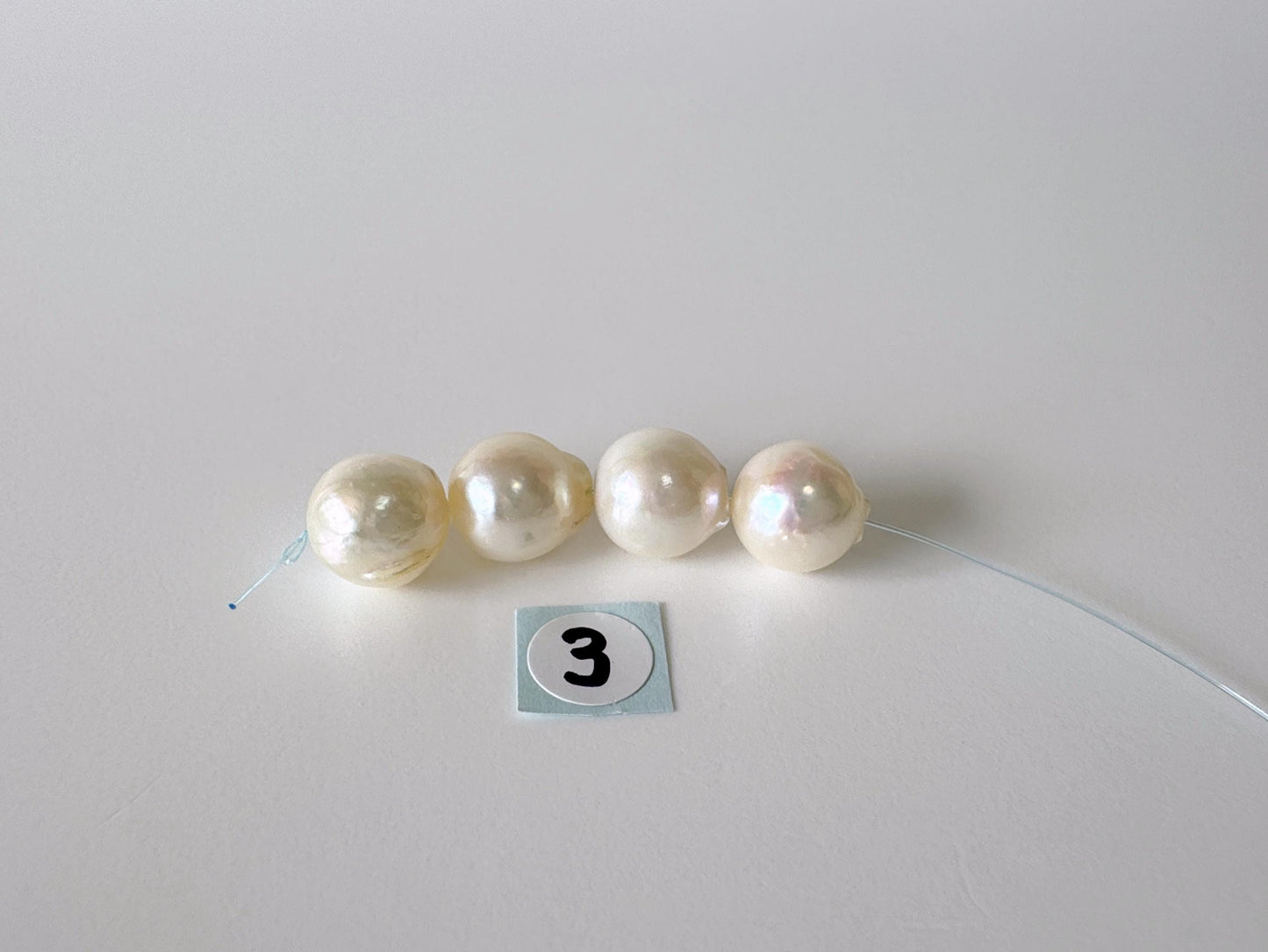 Japanese Cream White Akoya Pearl Beads, 9-9.5mm, Mini Strand, Short Strand, 4 Pieces, Genuine Akoya Pearl, Cultured in Sea Water