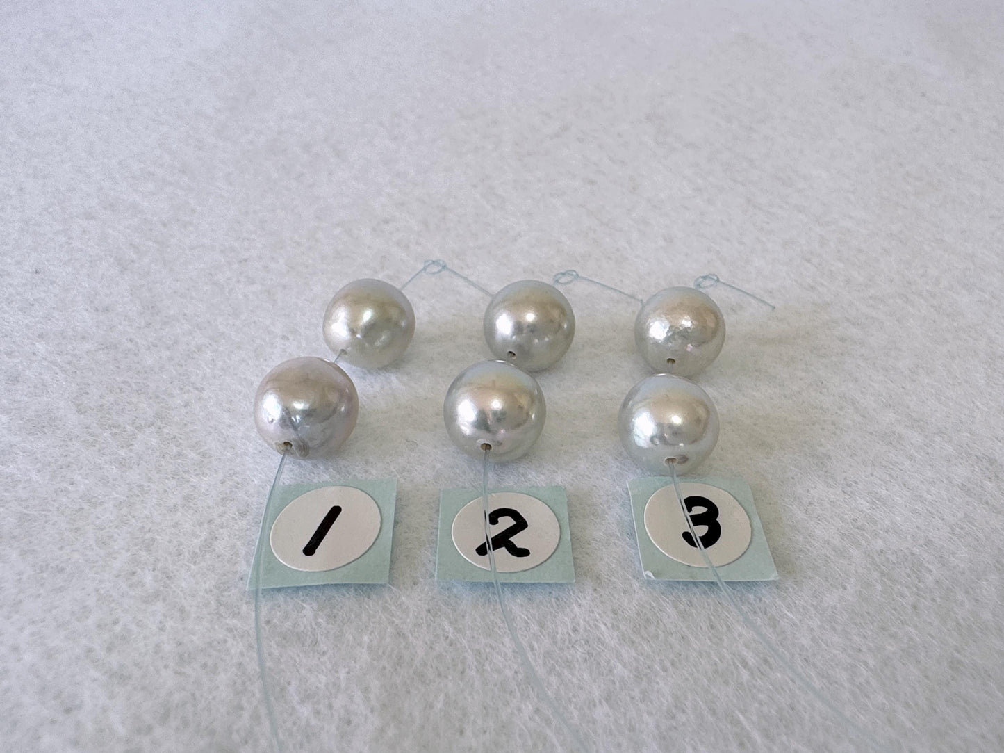 Japanese Blue/Silver (Natural color) Akoya Pearl Beads, 8-8.5mm, Mini Strand, 2 Pieces, Short Strand, Salt water pearl, Genuine Akoya Pearl