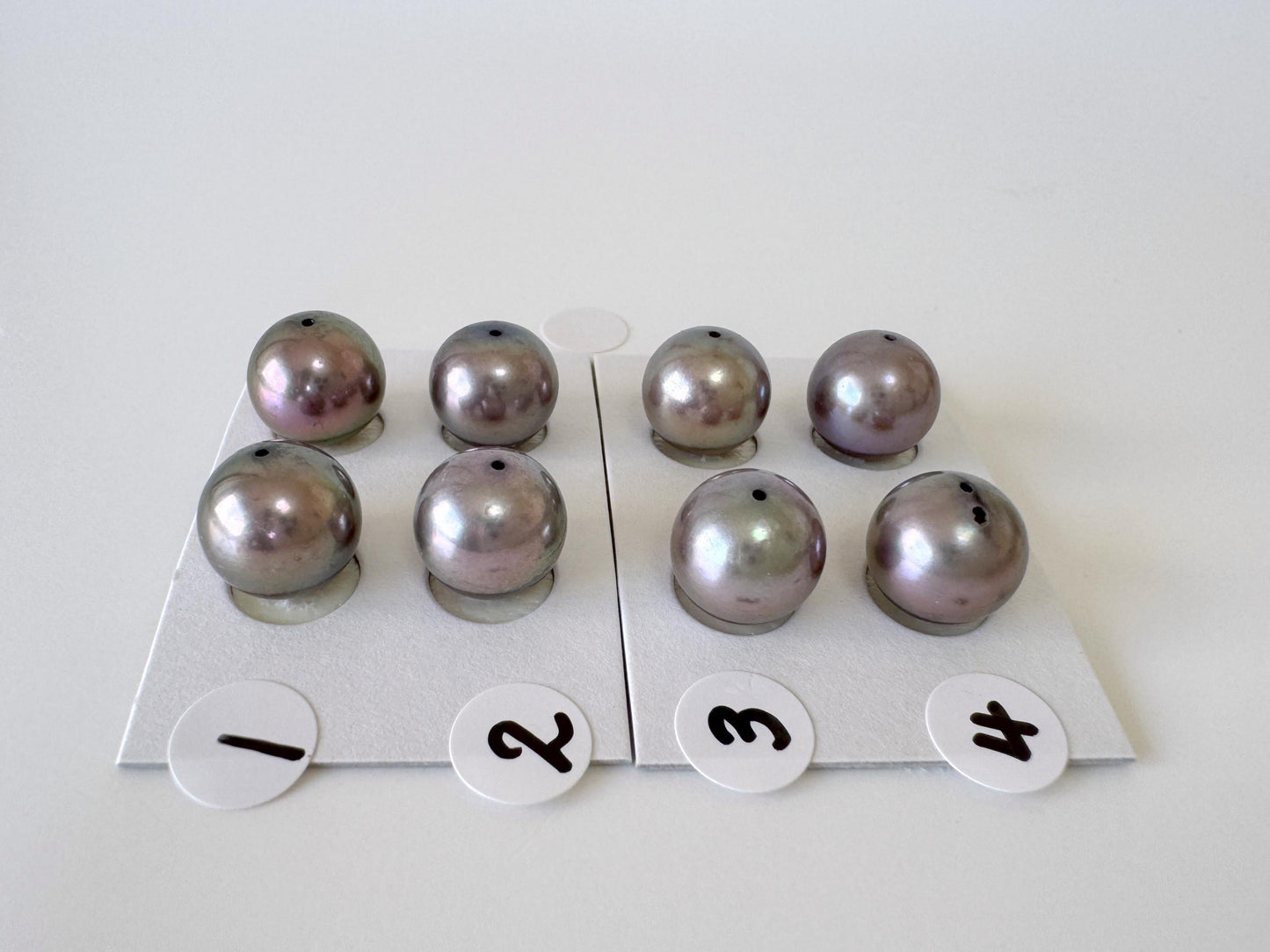 Japanese Black/Peacock Black Akoya Pearl 9.5-10mm, Half-Drilled Round loose, Price per pair, Salt water pearl