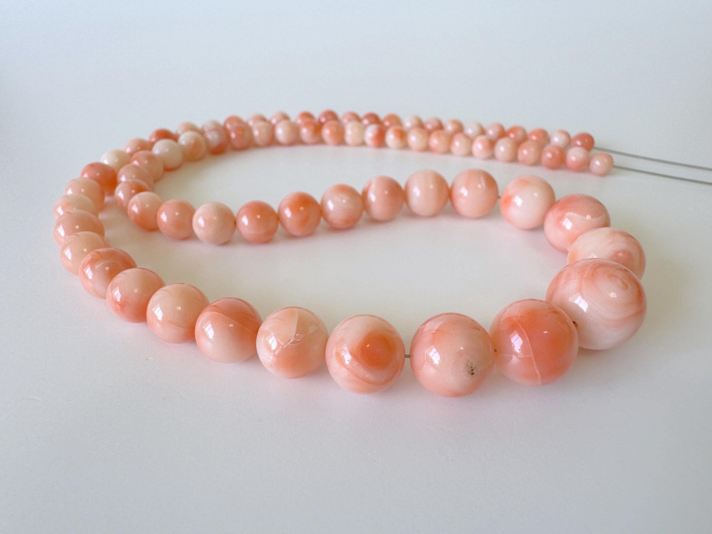 Natural Deep Sea Coral 4.5-11mm Round Beads Strand, Genuine Natural Pink / Orange Color, 41cm, 16in, For Jewelry Making