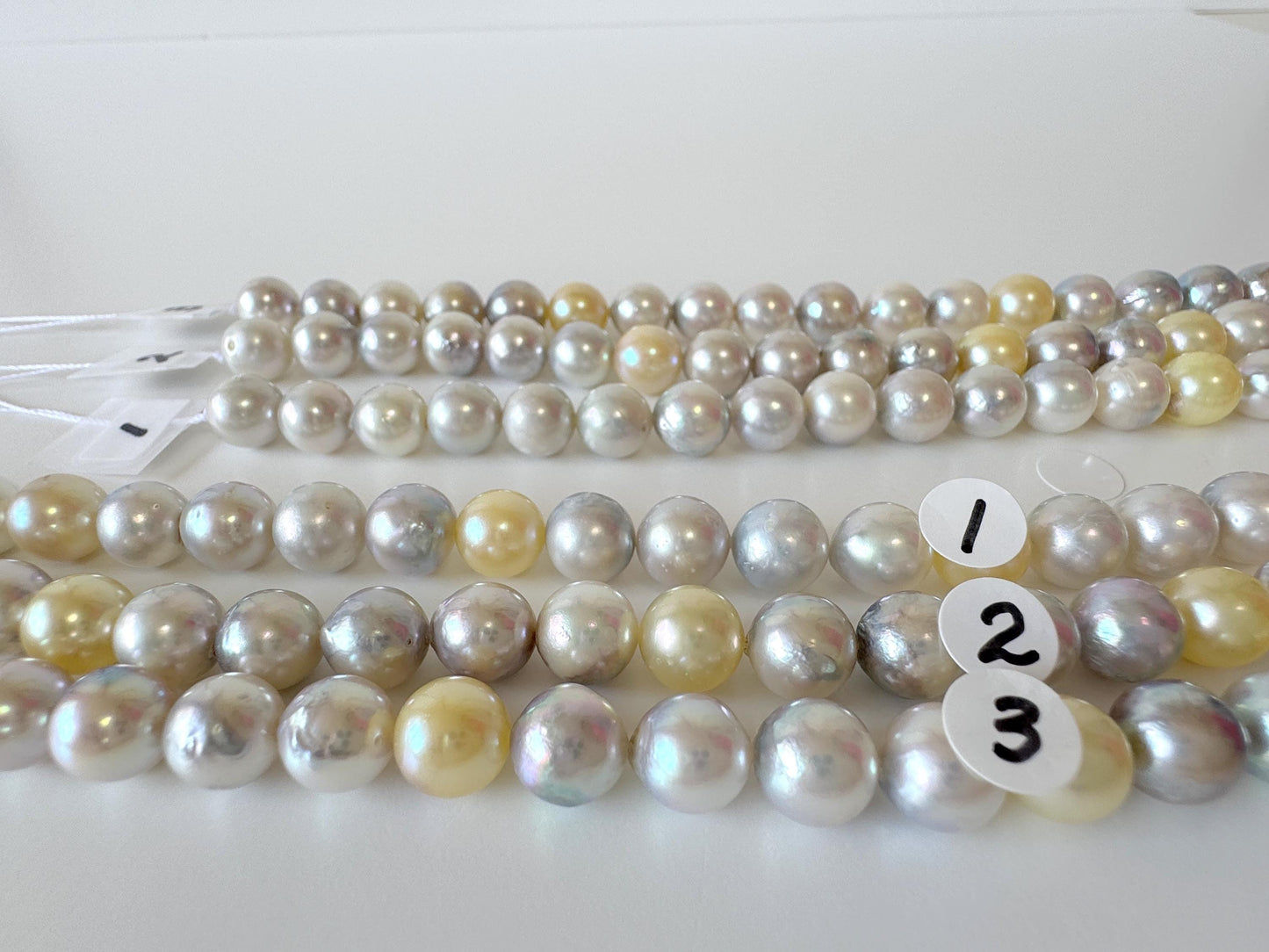 7.5-8mm Japanese Akoya Pearl Beads, Natural blue/silver/yellow/white color pearl, Genuine Salt water Akoya Pearl, Full Strand, 40cm , 15.7"