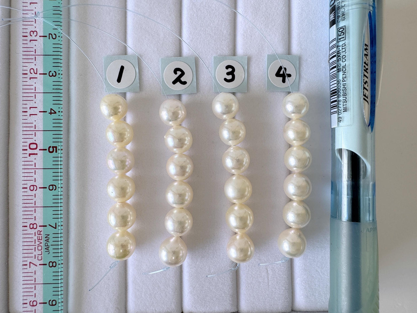 Japanese White/Off-white Akoya Pearl Beads, 7-7.5mm, Mini Strand, Short Strand, 6 Pieces, Genuine Akoya Pearl, Cultured in Sea Water