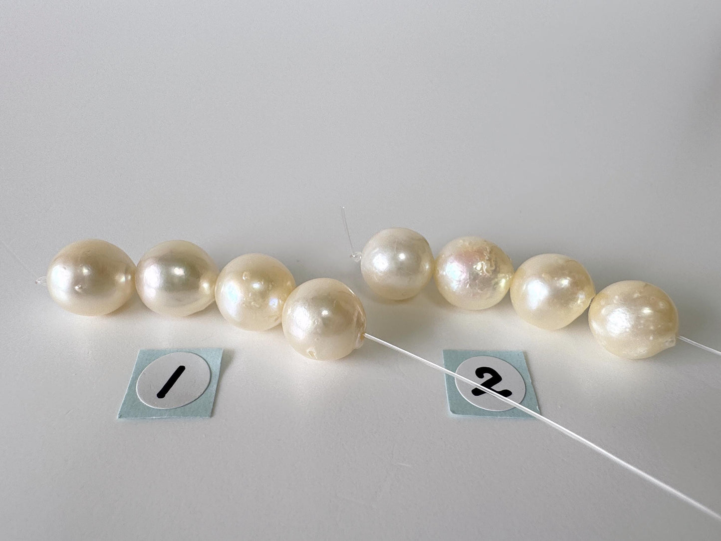 Japanese Cream White Akoya Pearl Beads, 9.5-9.9mm, Mini Strand, Short Strand, 4 Pieces, Genuine Akoya Pearl, Cultured in Sea Water