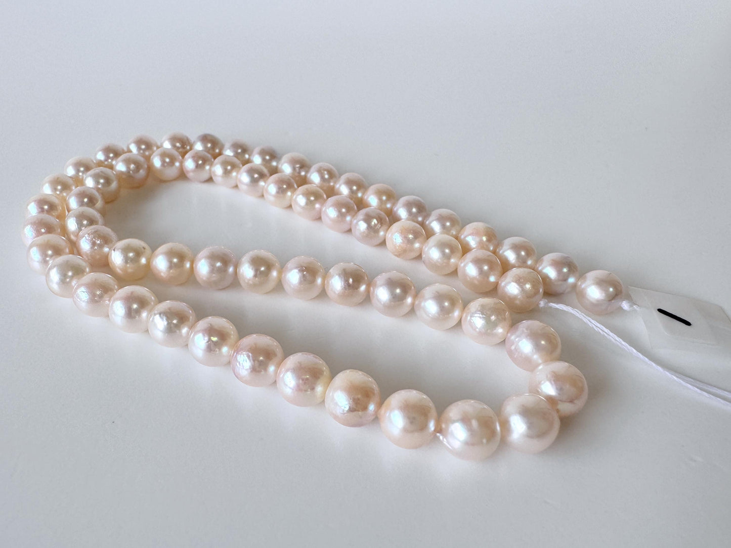 6.5-7mm Japanese White/Pink Akoya Pearl Beads, Genuine Akoya Pearl, Full Strand, 40cm , 15.7", Cultured Salt water pearl