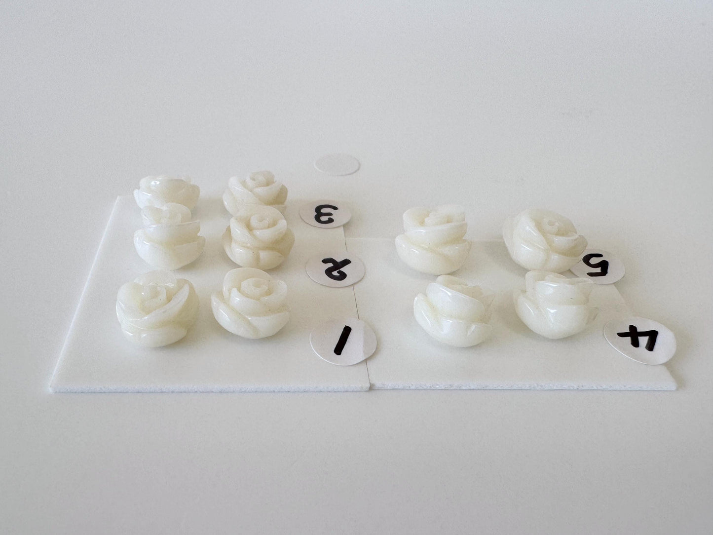 Natural White bamboo Coral Rose Carvings 9-11mm, White color, Price per pair, For Studs and Earrings, For Jewelry Making, Some Imperfection