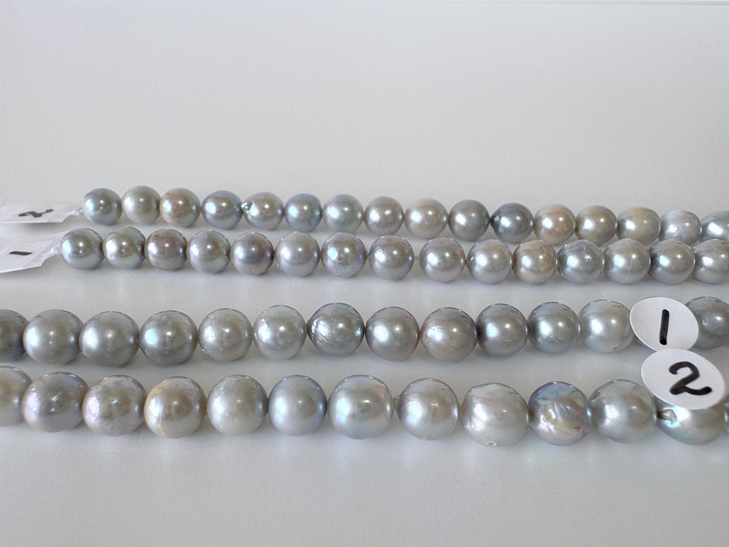 6.5-7mm Japanese Akoya Pearl Beads, Blue/Silver color pearl (Cobalt treated), Genuine Salt water Akoya Pearl, Full Strand, 40cm , 15.7"