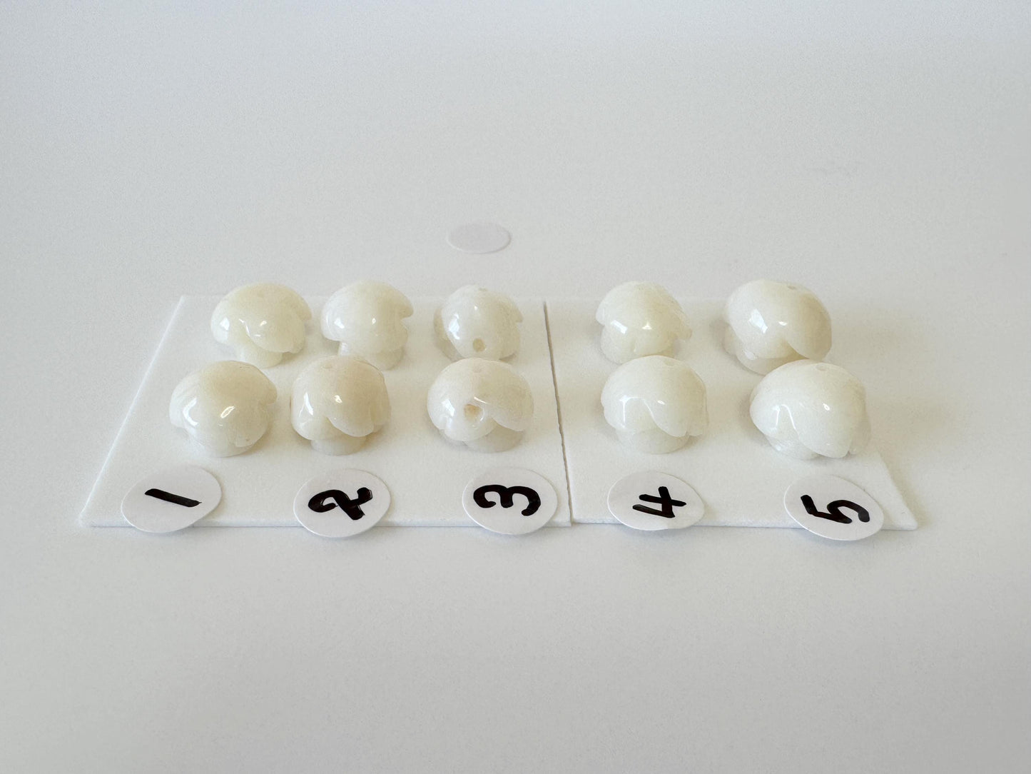 Natural White bamboo Coral Rose Carvings 9-11mm, White color, Price per pair, For Studs and Earrings, For Jewelry Making, Some Imperfection