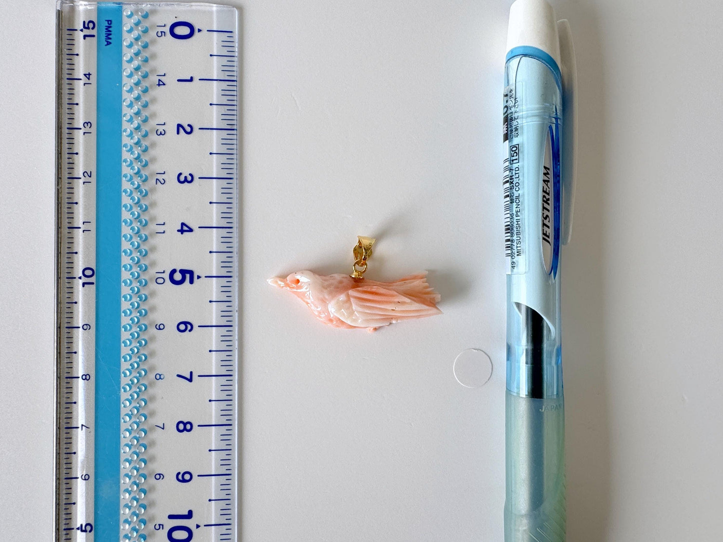 Natural Deep Sea Coral Bird Carving Pendant, Natural Pink Color Coral, Silver (Gold-plated) Bail, Hand Carved