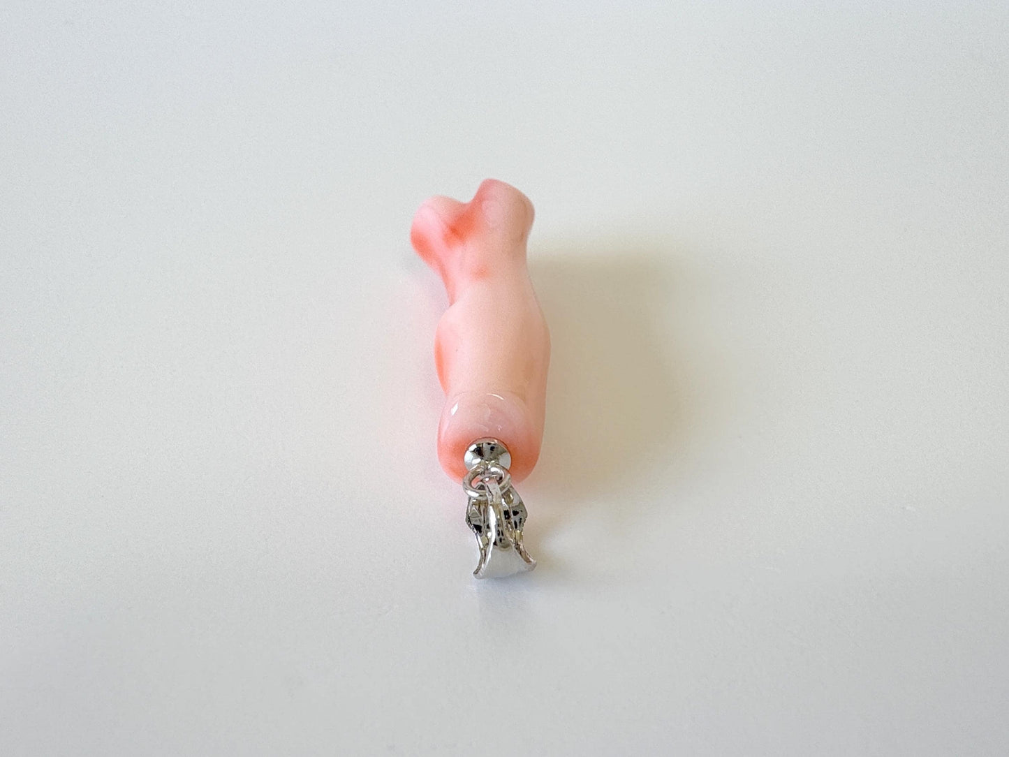 Natural Deep Sea Coral Branch Pendant, 33mm, Natural Pink/Ornge color coral branch pendant, Silver (Rhodium-Plated) bail