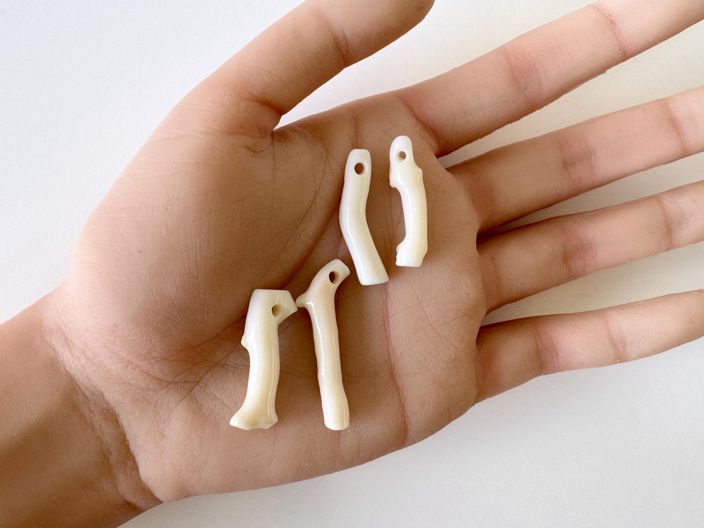 Natural Coral White Branches: Deep Sea Midway Set of 4, Genuine Coral, Drilled Holes, Jewelry Supplies, 25-35mm Length