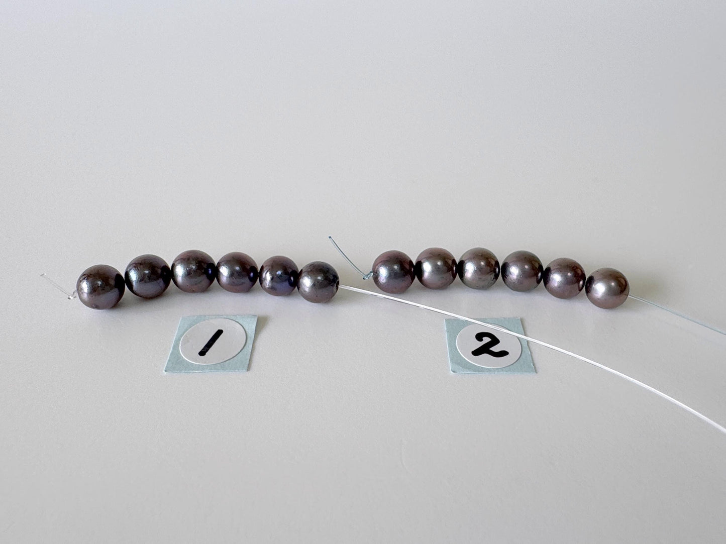 6 Pieces Short Strand of Japanese Peacock Black Akoya Pearl Beads, 5.7-5.9mm, Genuine Akoya Pearl, Cultured in Sea Water