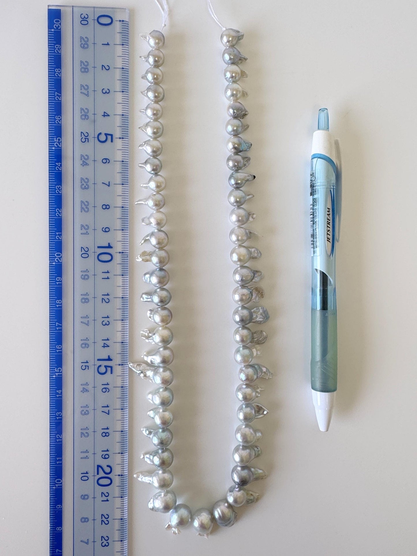 7-9mm Japanese Akoya Pearl Baroque Beads, Natural blue/silver color pearl, Genuine Akoya Pearl, Full Strand, 42cm ,16.5", Salt water pearl
