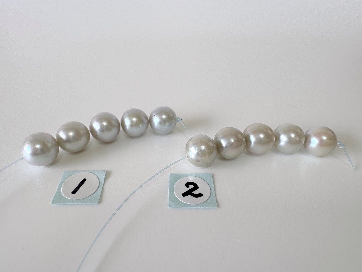 Japanese blue/silver color (cobalt treated) Akoya Pearl Beads, 7.5-8mm, Mini Strand, Short Strand of 5 Pieces, Cultured in Sea Water