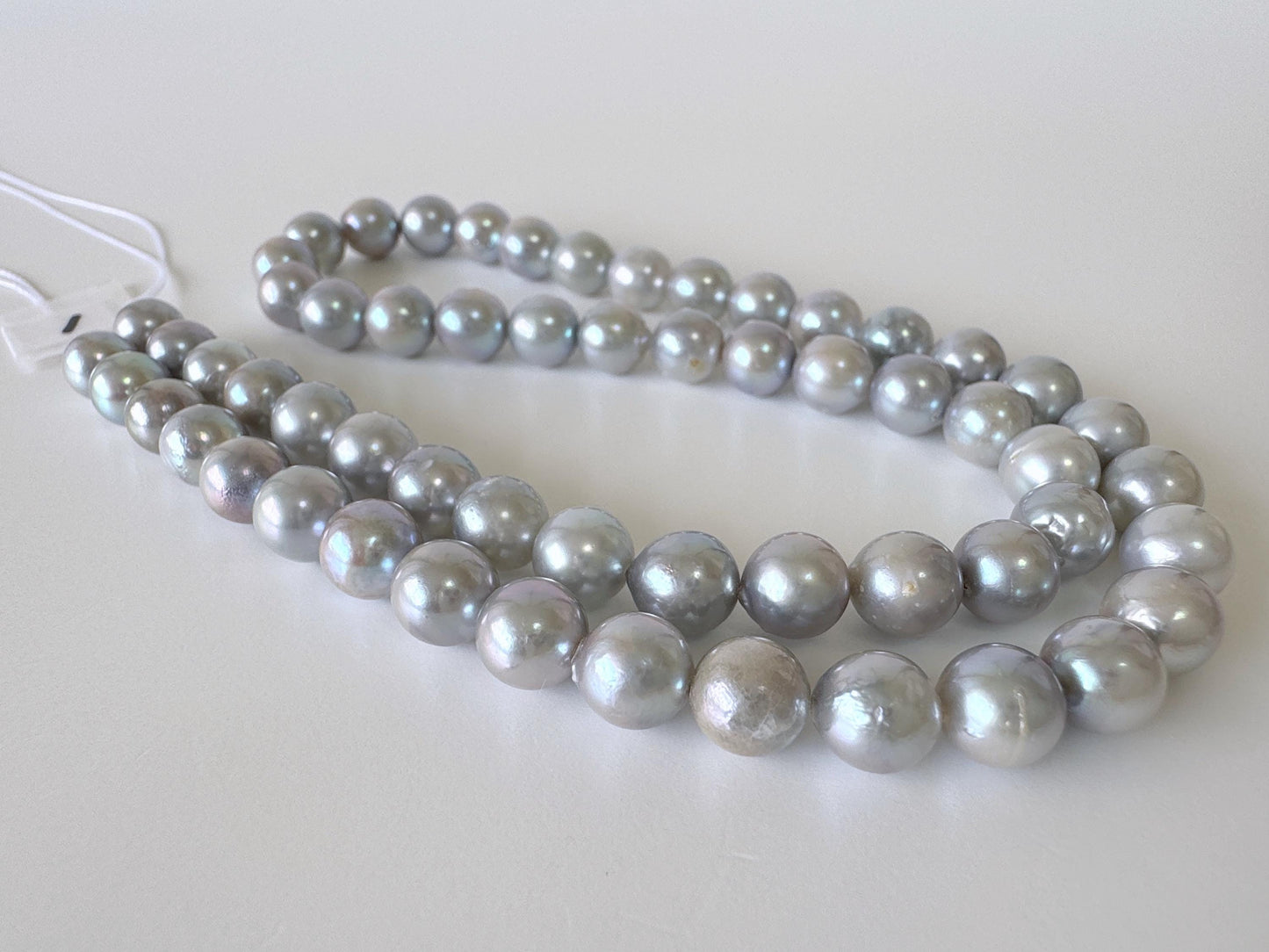 6.5-7mm Japanese Akoya Pearl Beads, Blue/Silver color pearl (Cobalt treated), Genuine Salt water Akoya Pearl, Full Strand, 40cm , 15.7"