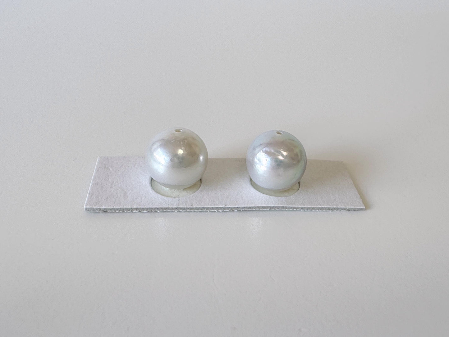 Japanese Akoya pearl 9.6mm, Light Blue Color, Half-Drilled Nearly Round/Semi-round loose, Natural Color, Price per Pair, Salt water pearl