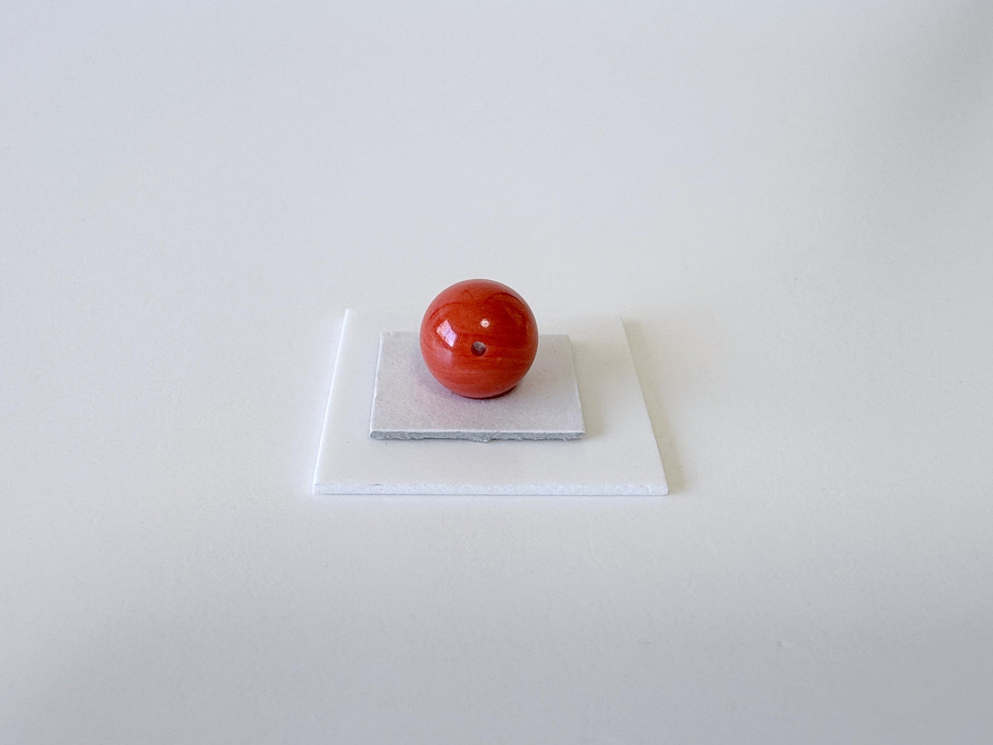 8.6mm Full-hole Natural Momo Coral Round Loose, Dark Orange/Vermilion color coral, Natural color, For jewelry making