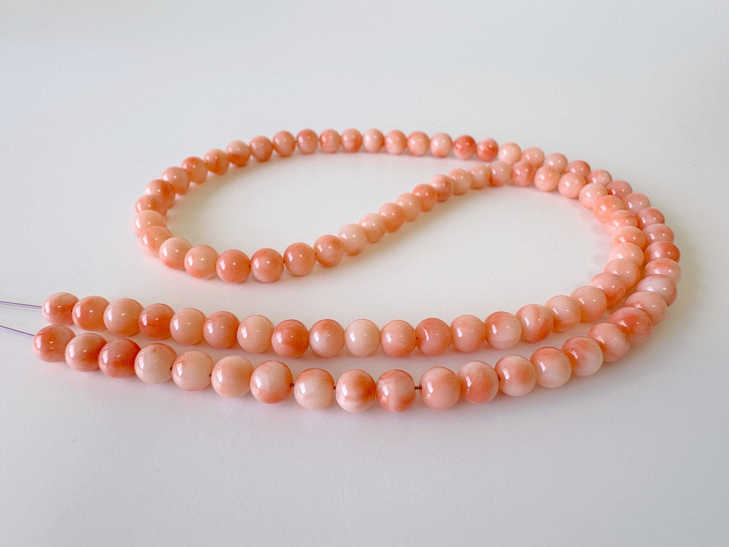Natural Deep Sea Coral 4.8-5.5mm Round Beads Strand, Genuine Natural Pink / Orange Color, 43.5cm, 17in, For Jewelry Making