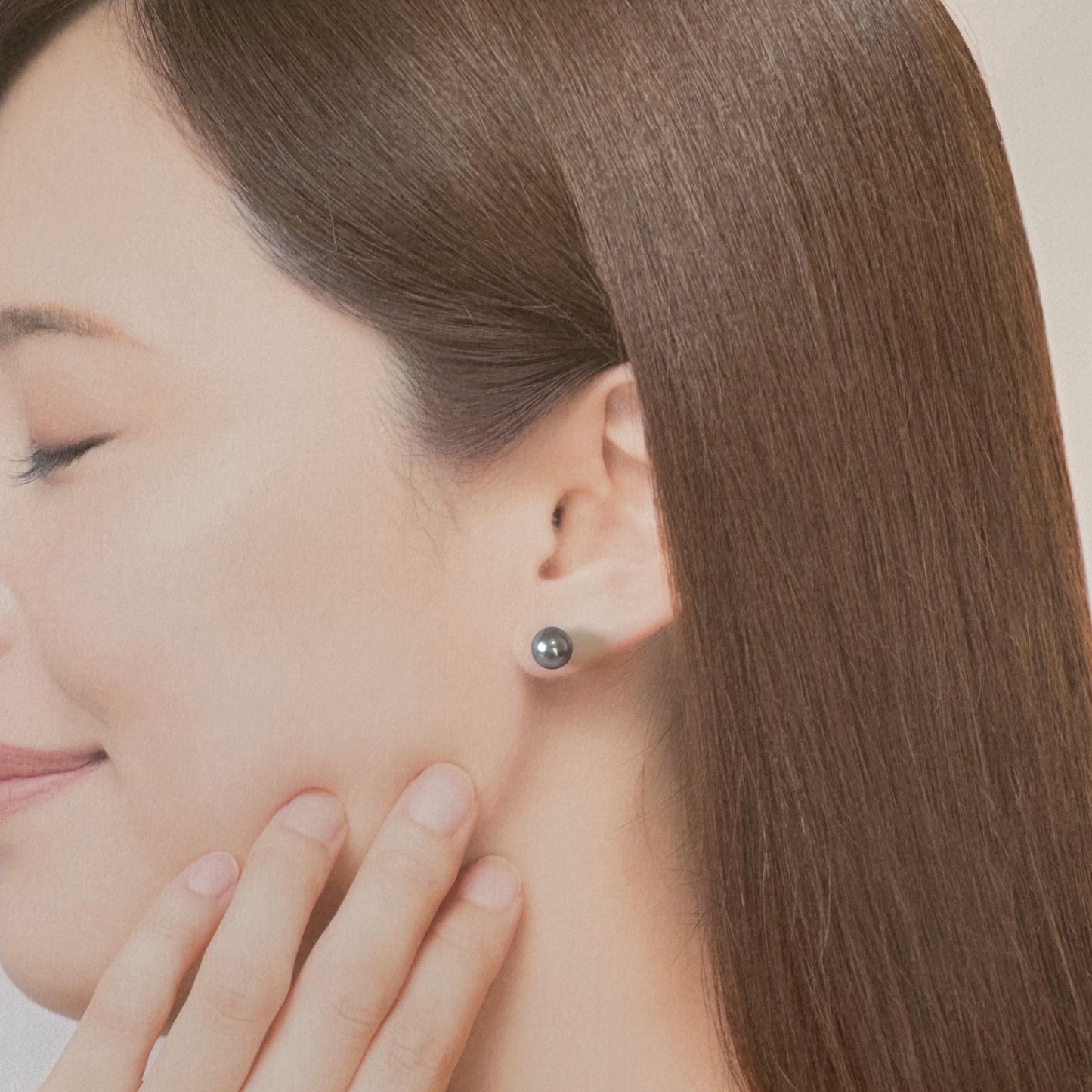 Japanese Akoya Pearl Stud Earrings, Blue Silver Treated (7mm, Titanium Posts, Saltwater Cultured)