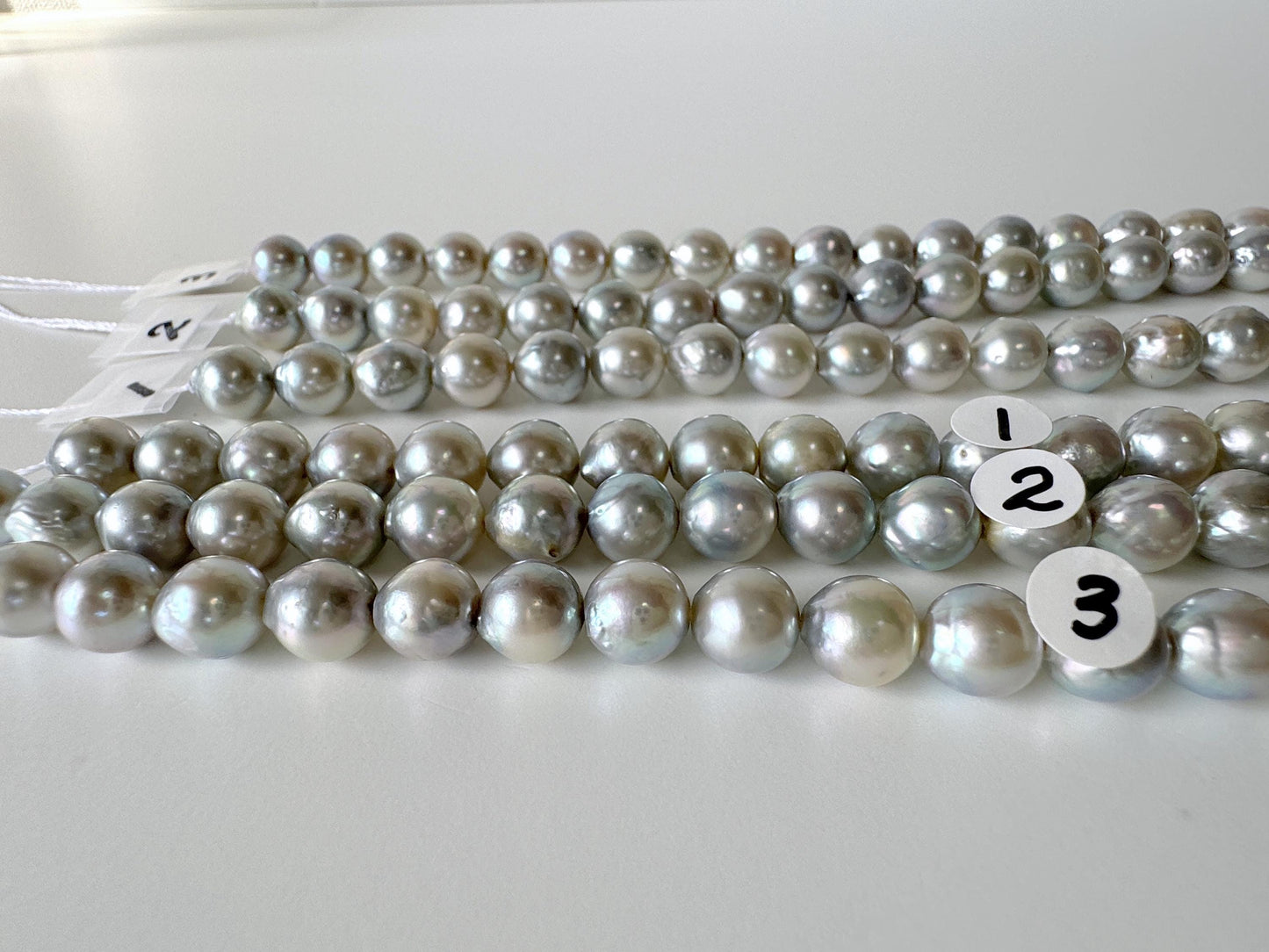 7.5-8mm Japanese Akoya Pearl Beads, Natural Blue/Silver color pearl, Genuine Akoya Pearl, Full Strand 40cm , 15.7", Salt water pearl