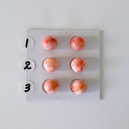 8-8.5mm Full Hole Natural Deep Sea Coral round loose, for earring sets or pendant, For Jewelry making, price per pair,  Natural Color