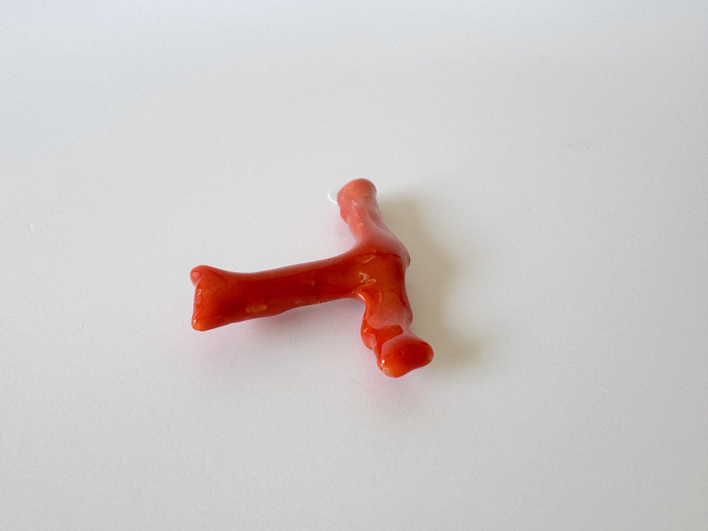 Japanese red(Aka) coral branch, 45mm, Hole on top, Natural red color coral for jewelry making