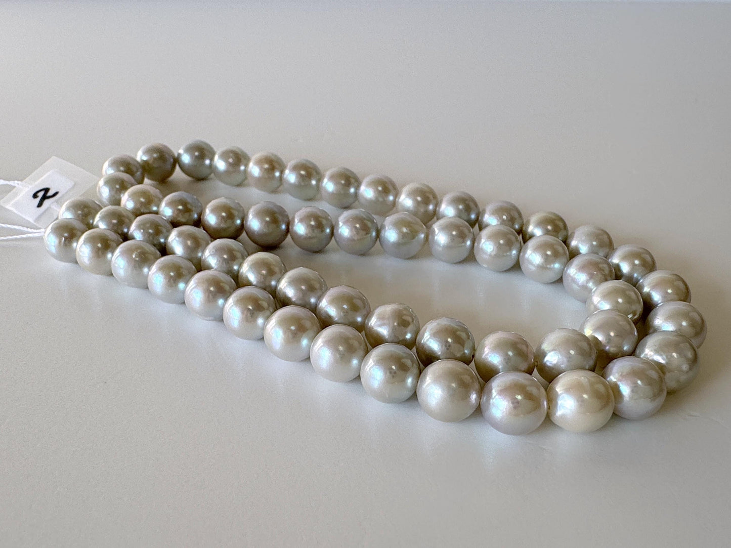 7-7.5mm Japanese Akoya Pearl Beads, Blue/Silver color pearl (Cobalt treated), Genuine Salt water Akoya Pearl, Full Strand, 40cm , 15.7"