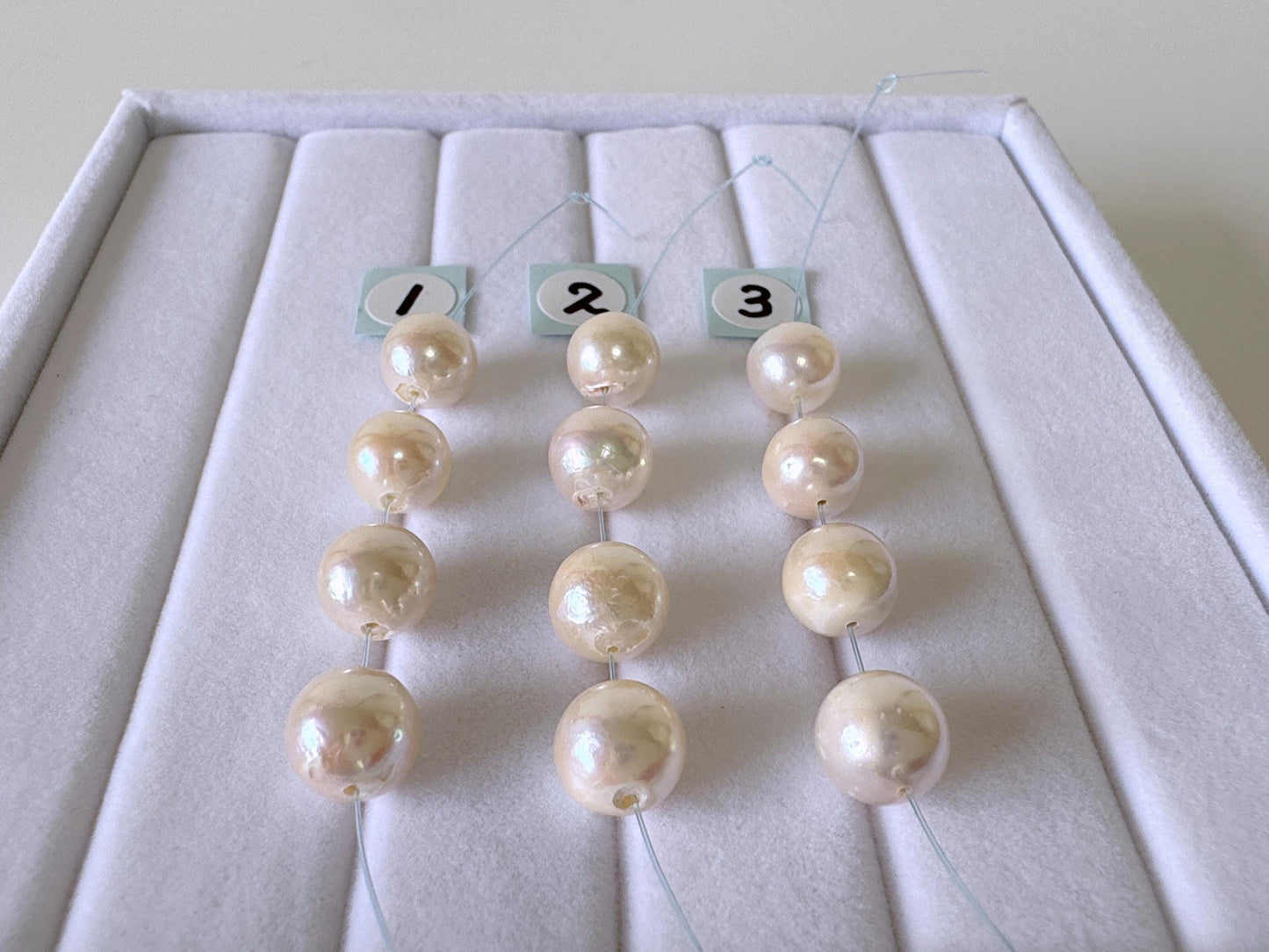 Japanese White Akoya Pearl Beads, 7.5-8mm, Mini Strand, Short Strand, 4 Pieces, Genuine Akoya Pearl, Cultured in Sea Water