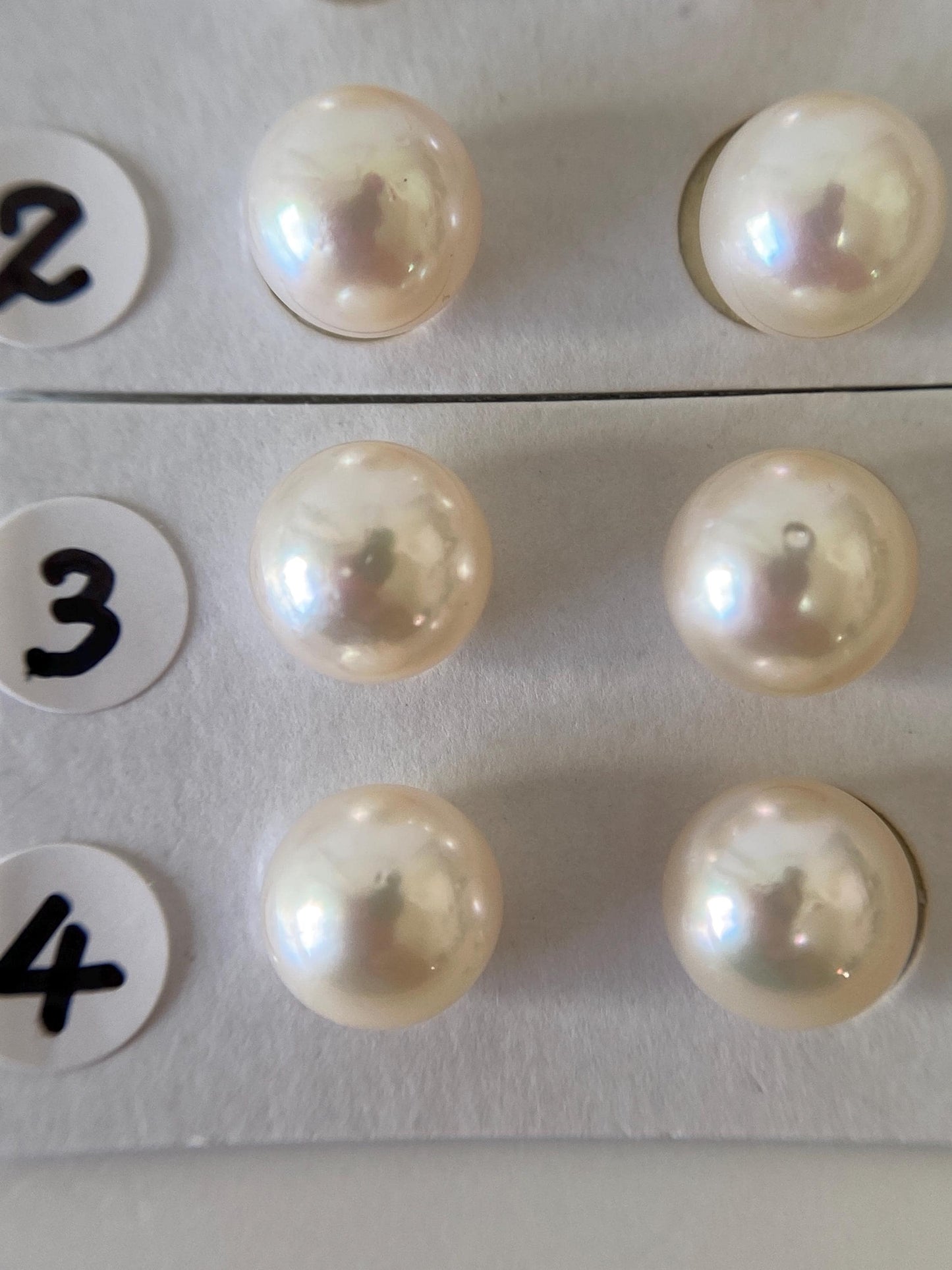 Japanese White Akoya Cultured Pearl 8.4-9mm, Genuine Akoya Pearl, Half-Drilled Round loose, Price per Pair, Salt water pearl