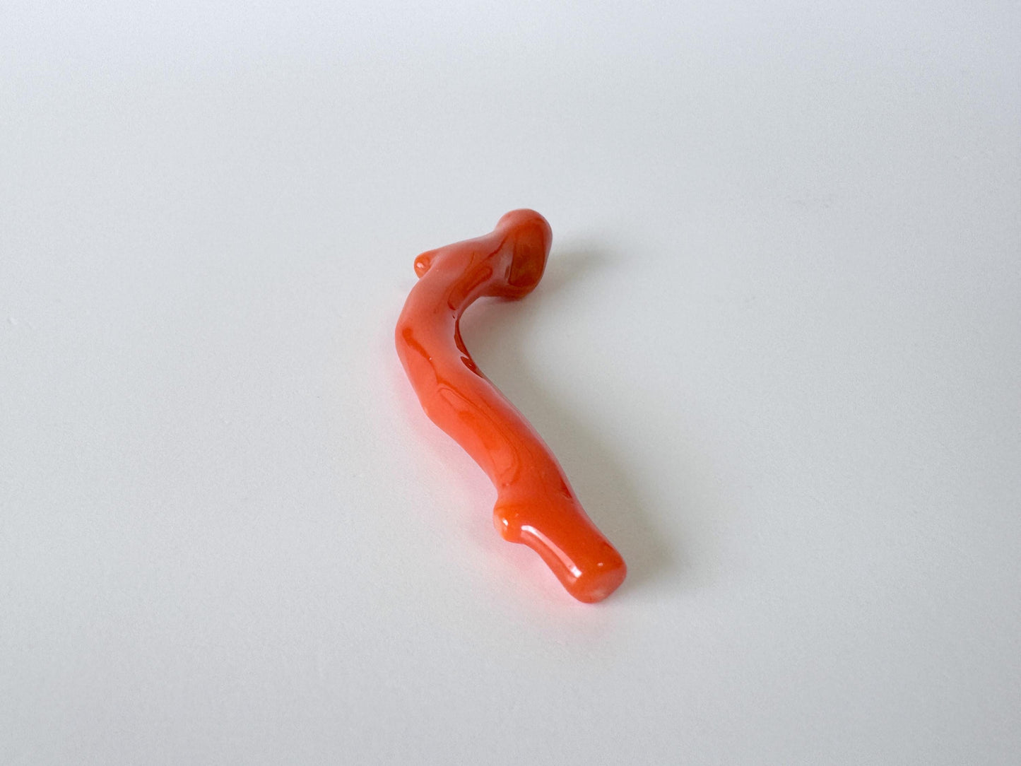 Japanese red(Aka) coral branch, 55mm, Hole on top, Natural vermilion color coral for jewelry making