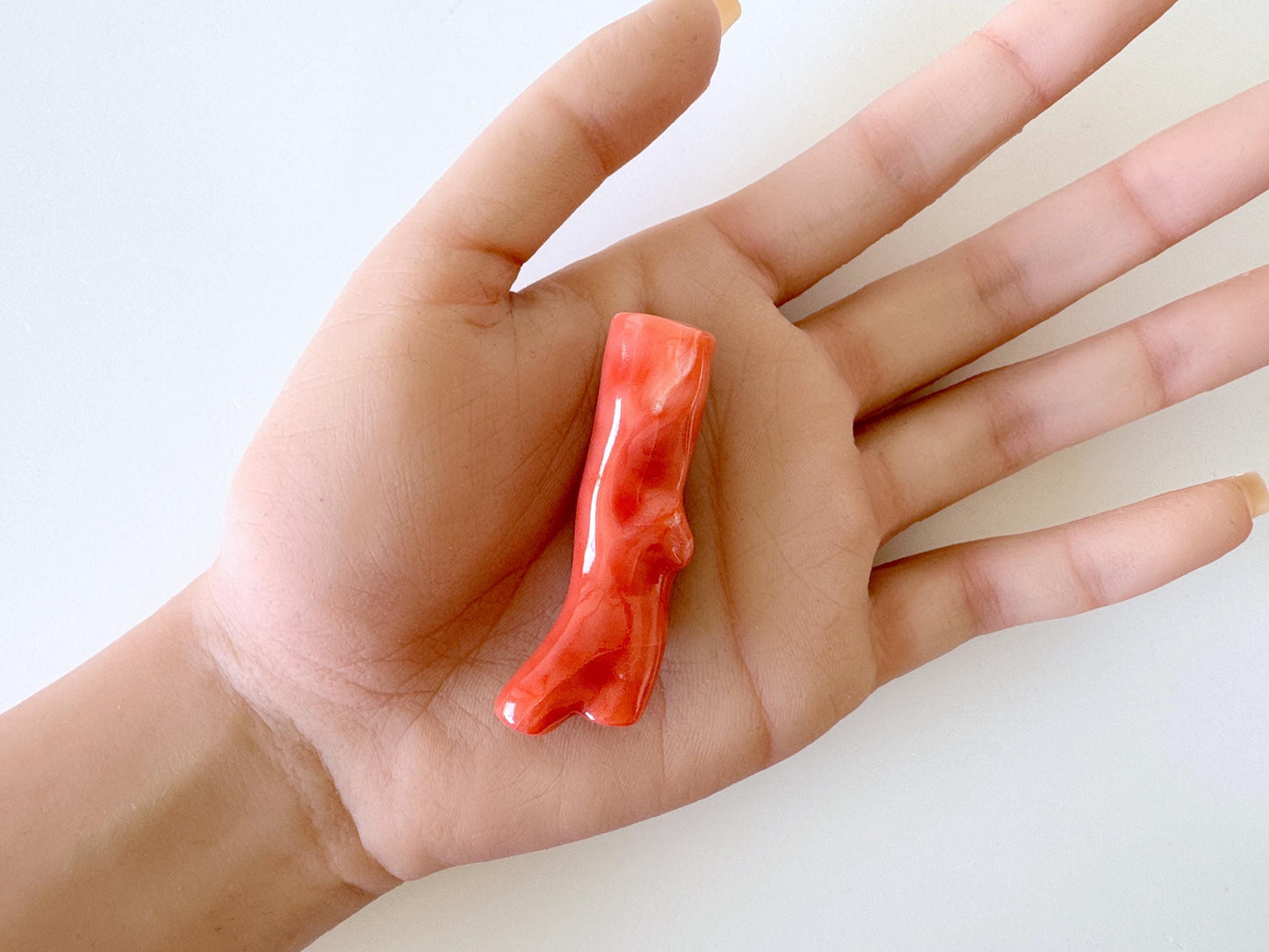 Natural Deep Sea Coral Branch Loose, 50mm, Natural Orange/Pink Color, Hole on Top, Genuine Precious Coral, For Jewelry Making