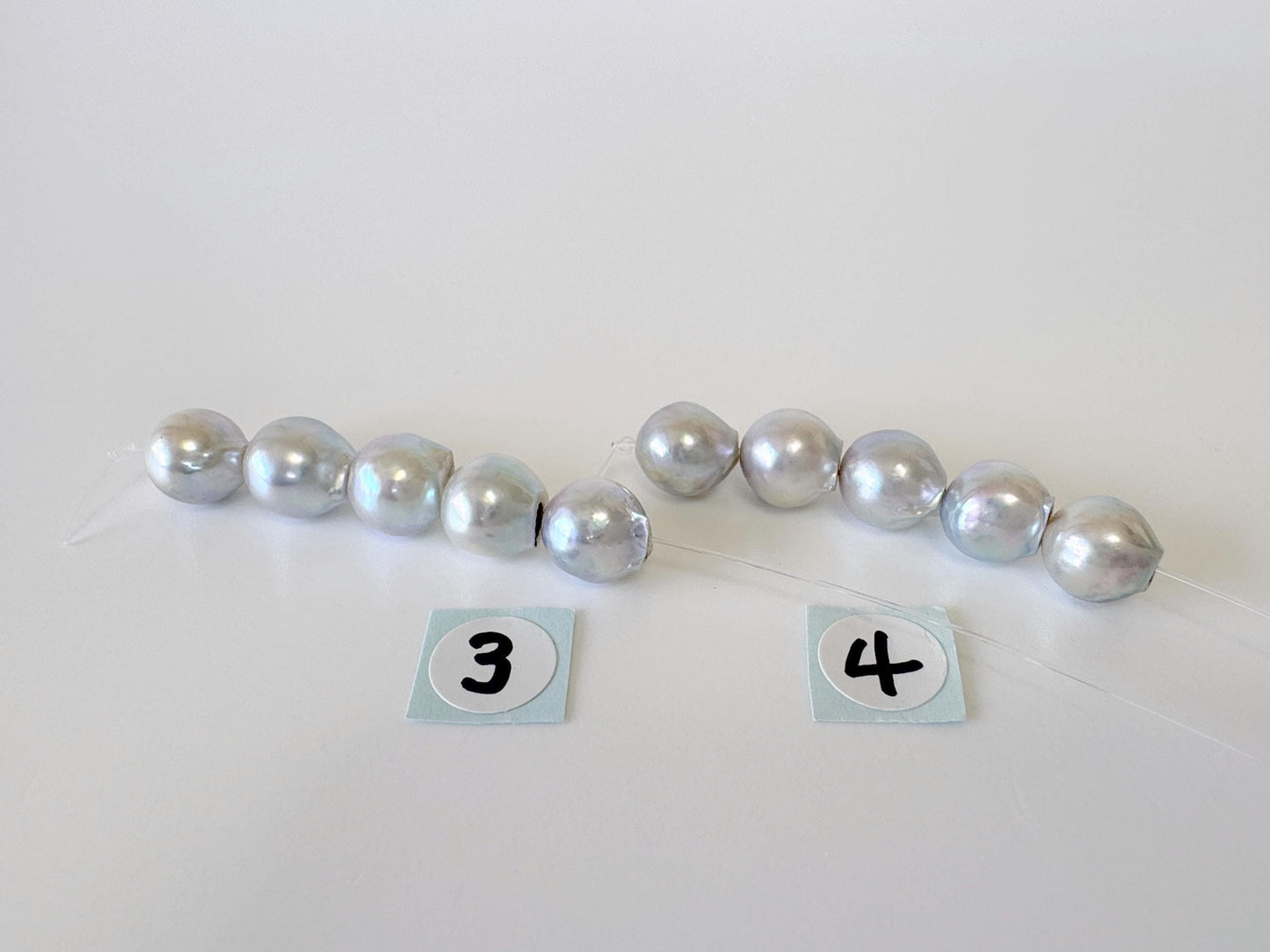 Japanese Natural blue/silver color Akoya Pearl Beads, 7-7.5mm, Mini Strand, Short Strand of 5 Pieces, Cultured in Sea Water