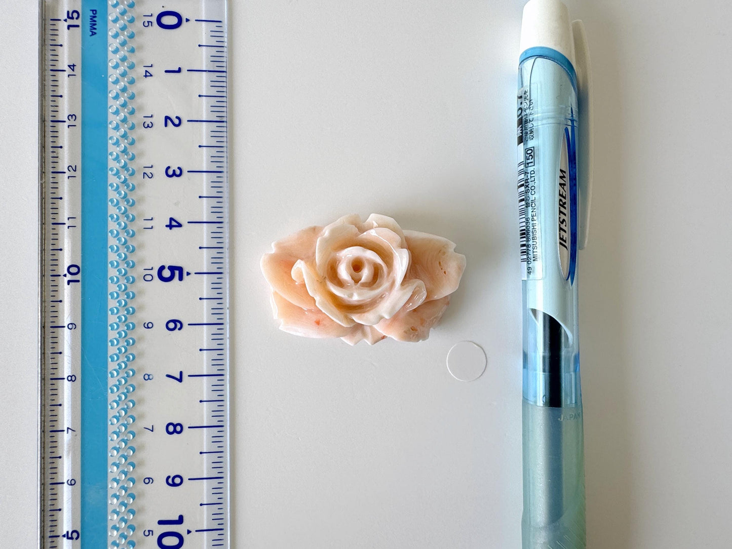 Natural Deep Sea Coral Rose Carving Loose, Natural Pink/White Color Coral, 38x25mm, Flat Back, For Jewelry Making
