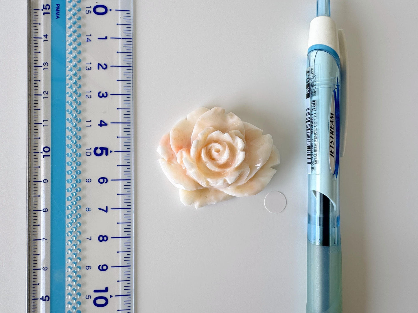 Natural Deep Sea Coral Rose Carving Loose, Natural Pink/White Color Coral, 44x35mm, Flat Back, For Jewelry Making
