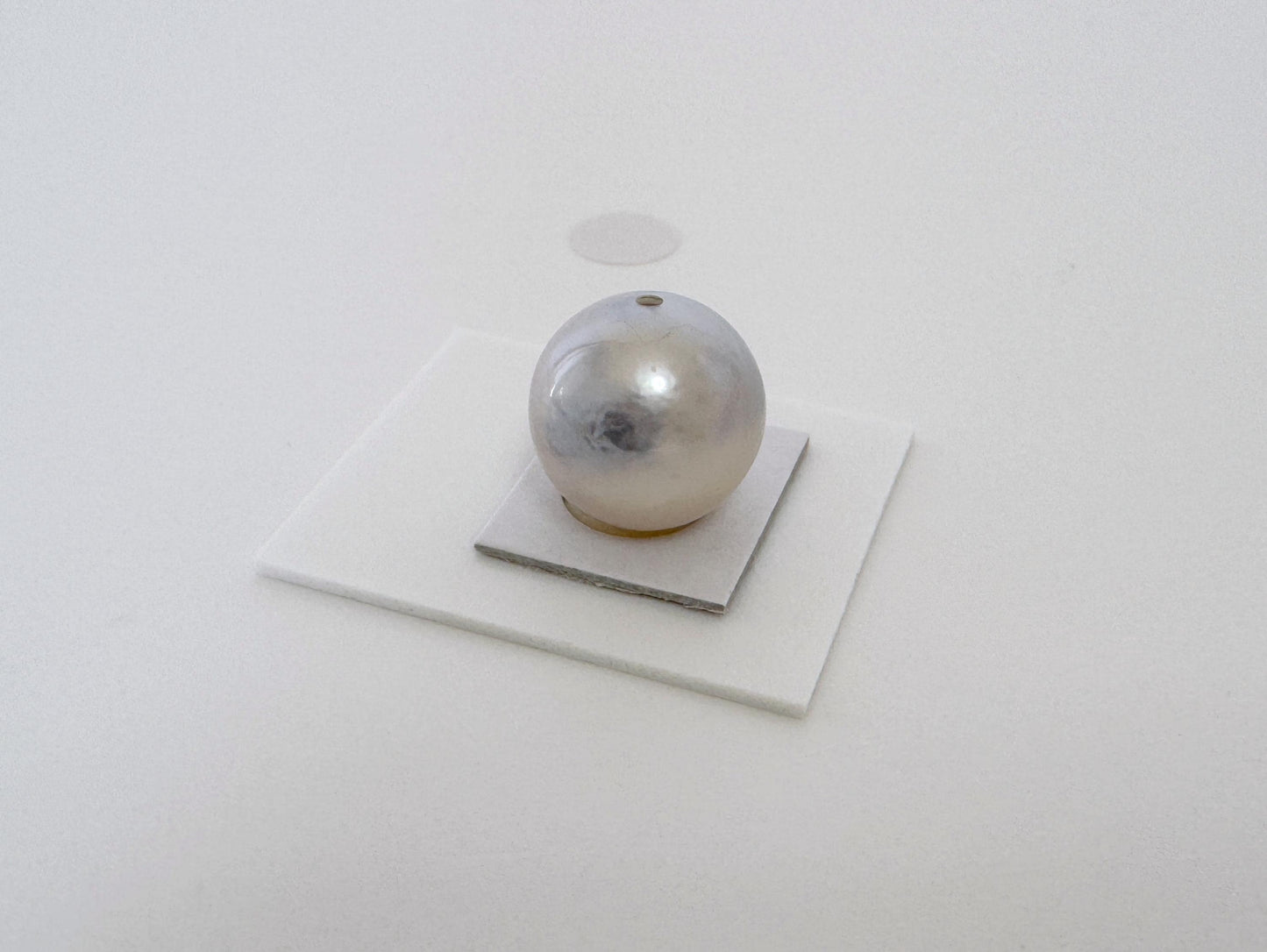 South sea pearl 12.4mm, Natural White/Slightly light blue Color, Half-Drilled Round/Slightly loose, unused vintage, Salt water pearl