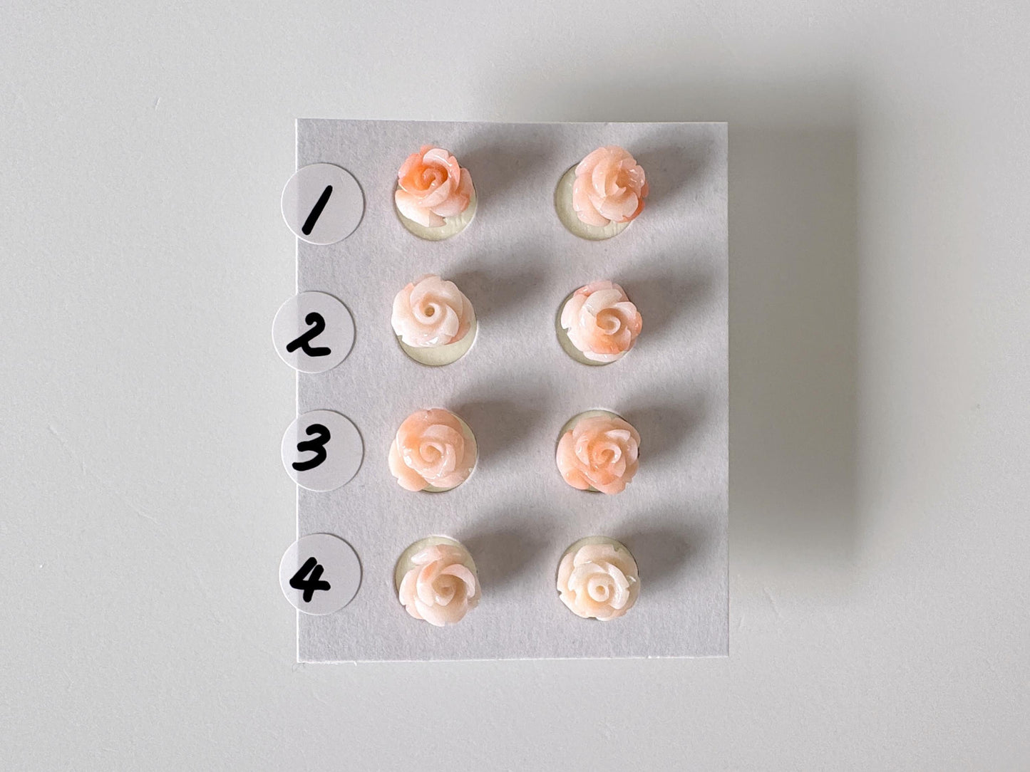 Natural Coral Rose Stud Earrings, Coral studs, Genuine Pink/White Color Coral, Titanium, Hand-Carved, Coral Accessory