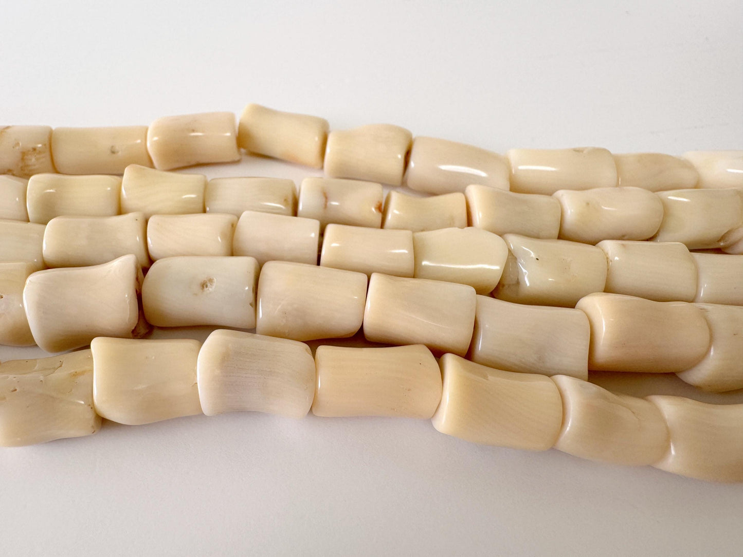 Natural White/Ivory color bamboo coral cylinder/barrel shape strands, 15.7inches,40cm, For jewelry making