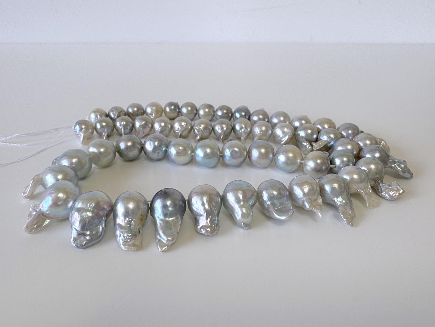 7-9mm Japanese Akoya Pearl Baroque Beads, Natural blue/silver color pearl, Genuine Akoya Pearl, Full Strand, 42cm ,16.5", Salt water pearl