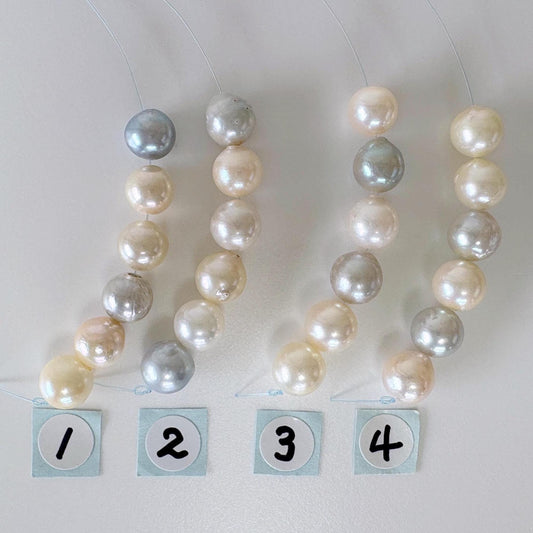Japanese Multi-color Akoya Pearl Beads, 7-7.5mm, Mini Strand, Short Strand of 6 Pieces, Cultured in Sea Water