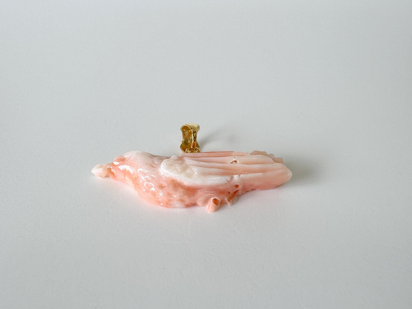 Natural Deep Sea Coral Bird Carving Pendant, Natural Pink Color Coral, Silver (Gold-plated) Bail, Hand Carved
