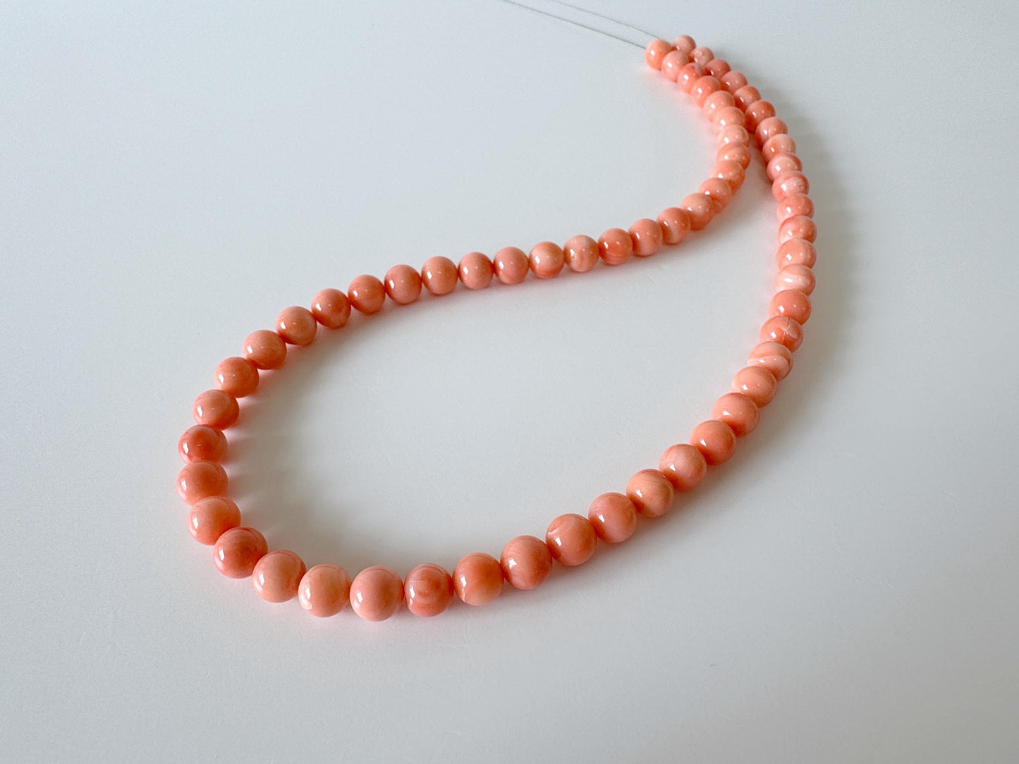 Natural Deep Sea Coral 7.5-7.8mm Round Beads Strand, Genuine Natural Pink / Orange Color, 44cm, 17.3in, For Jewelry Making