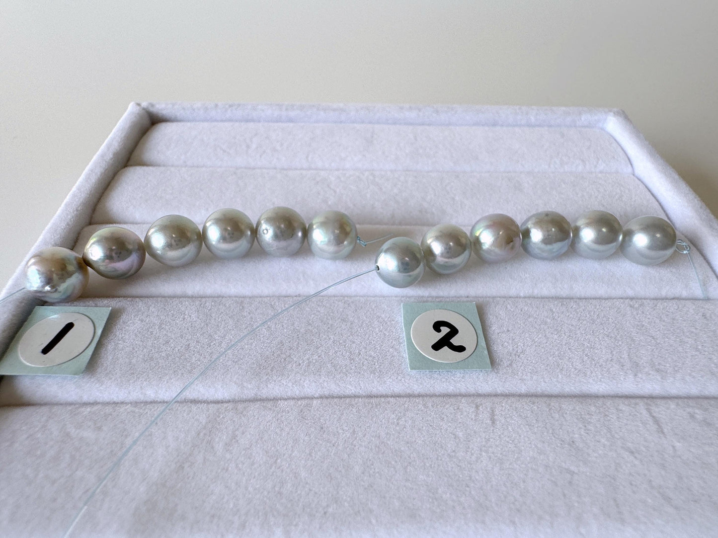 Japanese Blue/Silver color (cobalt treated) Akoya Pearl Beads, 6.5-7mm, Mini Strand, Short Strand of 6 Pieces, Cultured in Sea Water
