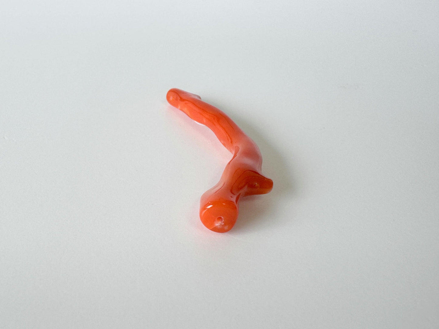 Japanese red(Aka) coral branch, 55mm, Hole on top, Natural vermilion color coral for jewelry making