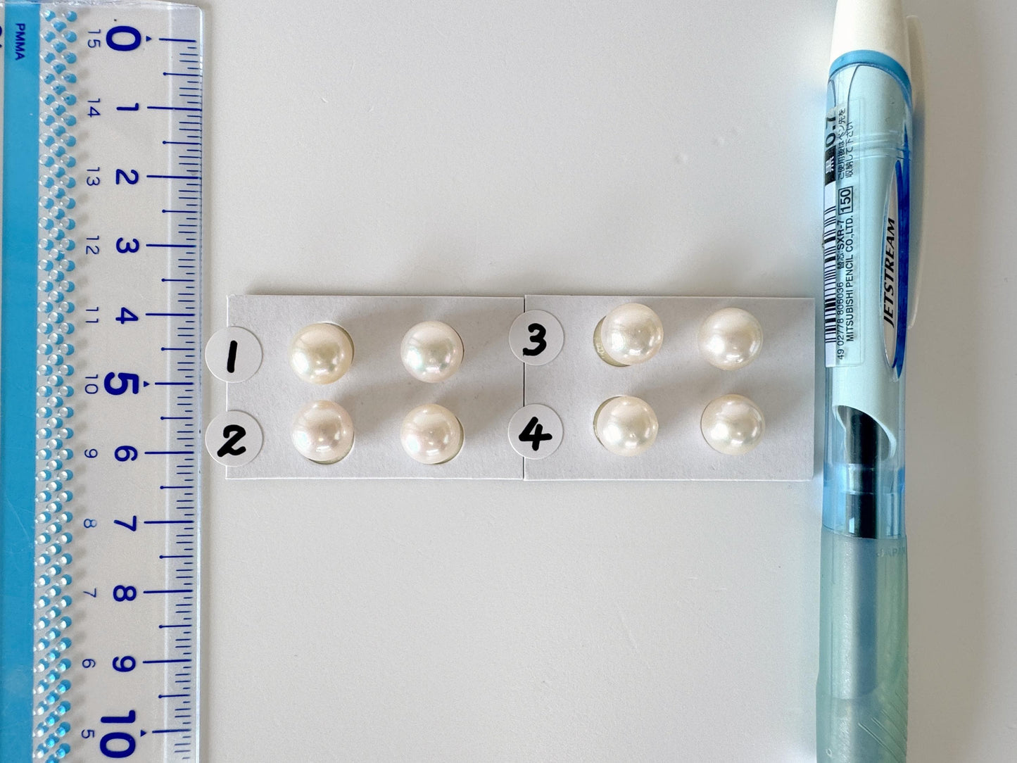 Japanese White Akoya Cultured Pearl 8.4-9mm, Genuine Akoya Pearl, Half-Drilled Round loose, Price per Pair, Salt water pearl