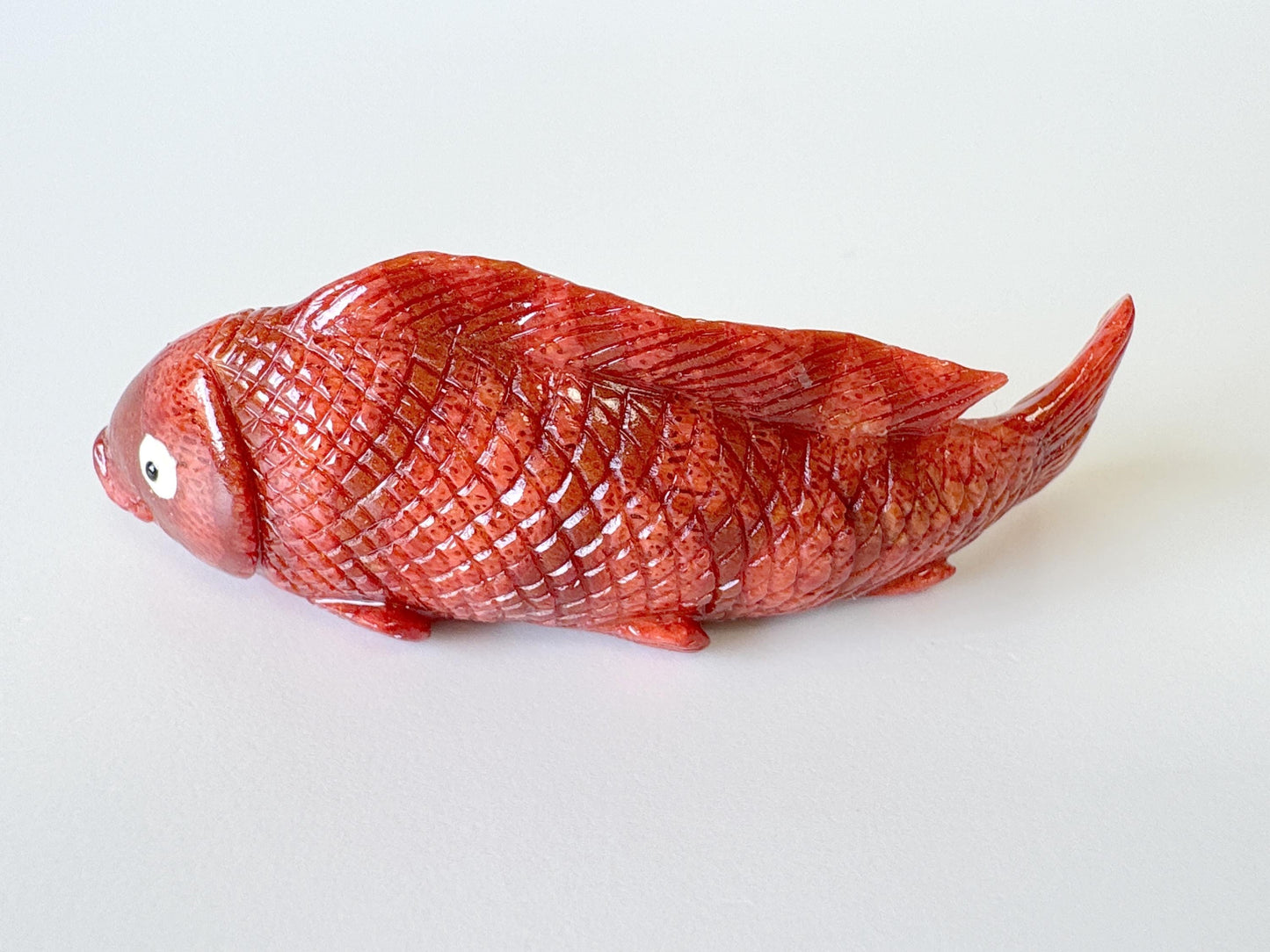 59mm Natural Sponge Coral Carp Carving Loose, Apple Coral Fish Carving, For Display, For Decoration, For Accessory Making