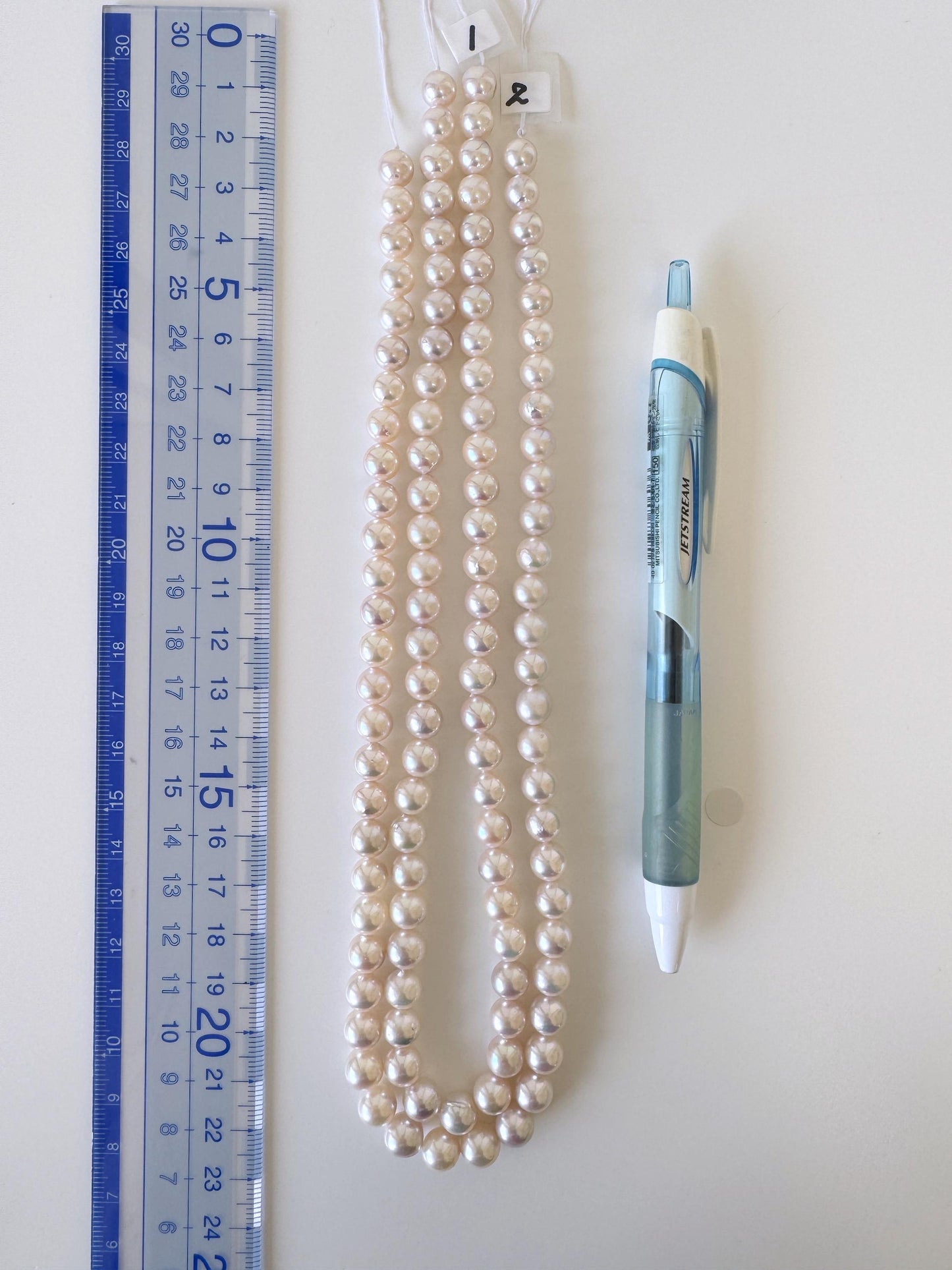 7-7.9mm Japanese White Akoya Pearl Beads, Genuine Akoya Pearl, Full Strand, 41.5cm , 16.3", Cultured Salt water pearl