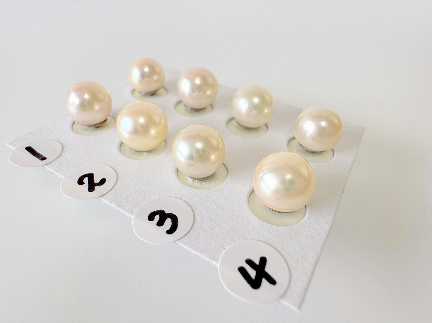 Japanese Cream White Akoya Pearl Stud Earrings, 8mm, Titanium Post/Ear Nuts, Genuine Akoya Pearl, Salt water pearl, Value-priced