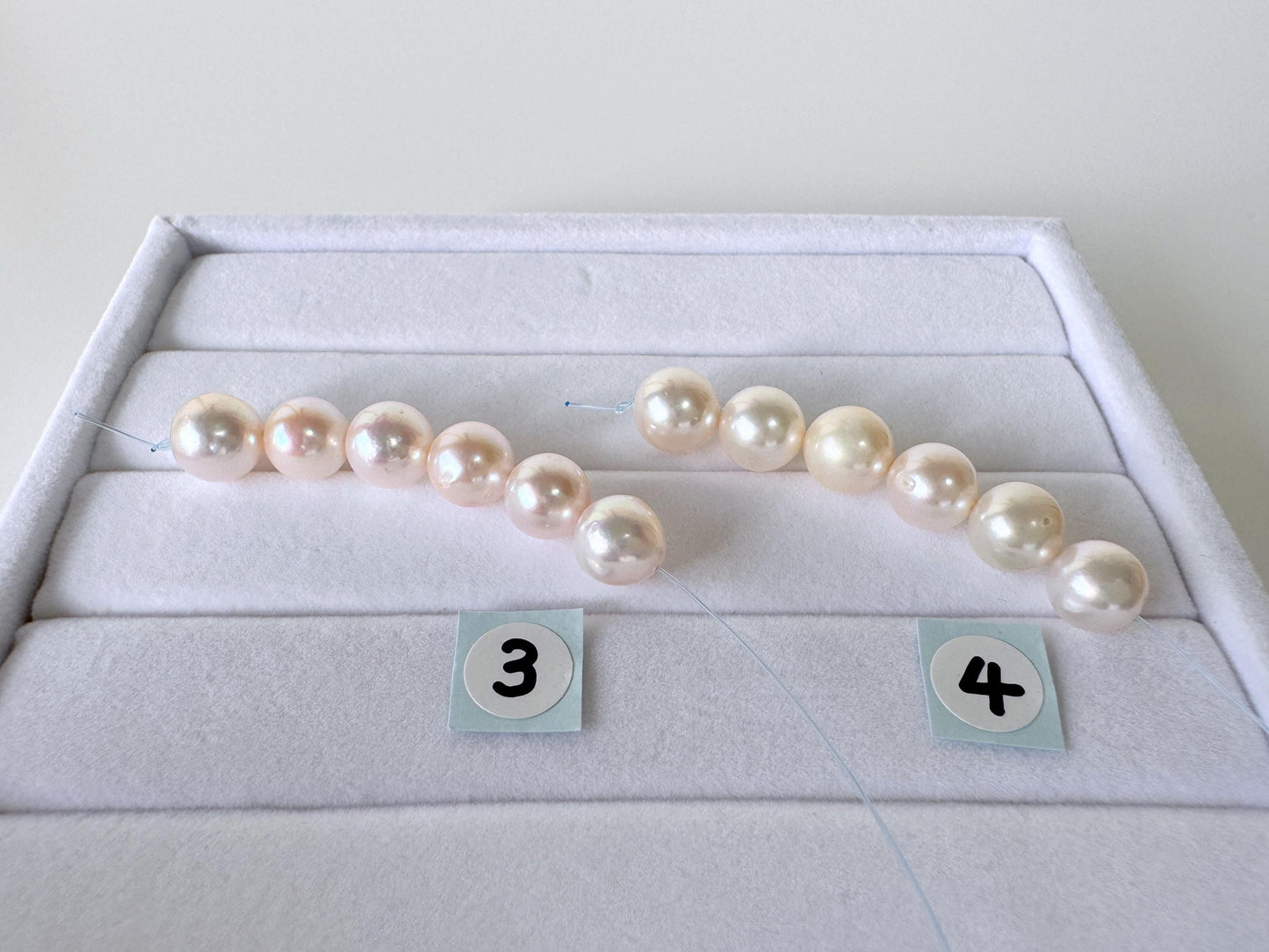 Japanese White/Pink Akoya Pearl Beads, 7-7.5mm, Mini Strand, Short Strand, 6 Pieces, Genuine Akoya Pearl, Cultured in Sea Water