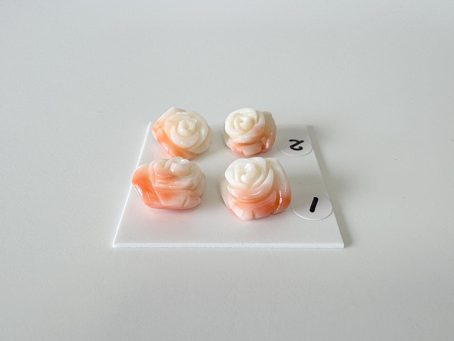Natural Deep Sea Coral Rose Carvings 12-15mm, Pink/White Natural color, Price per pair, For Studs and Earrings, For Jewelry Making